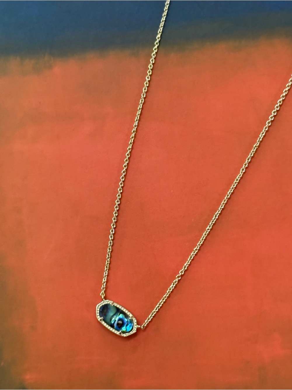 Kendra Scott “Elisa” Gold Necklace with Blue Abalone Pendant